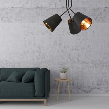 Lámpara colgante IRMA 3xE27/15W/230V negro
