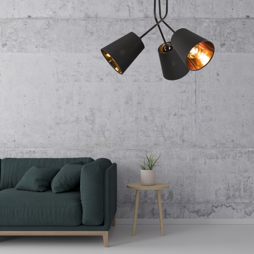 Lámpara colgante IRMA 3xE27/15W/230V negro