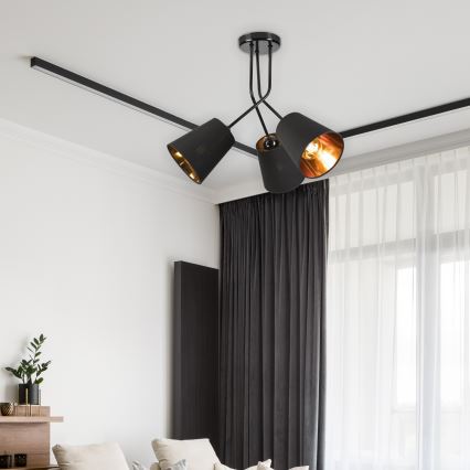 Lámpara colgante IRMA 3xE27/15W/230V negro