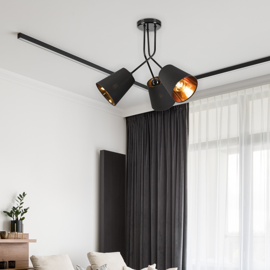Lámpara colgante IRMA 3xE27/15W/230V negro