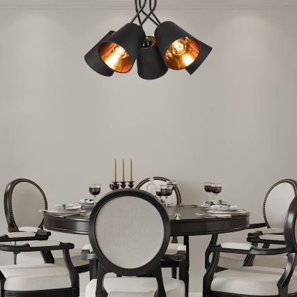 Lámpara colgante IRMA 5xE27/60W/230V negro
