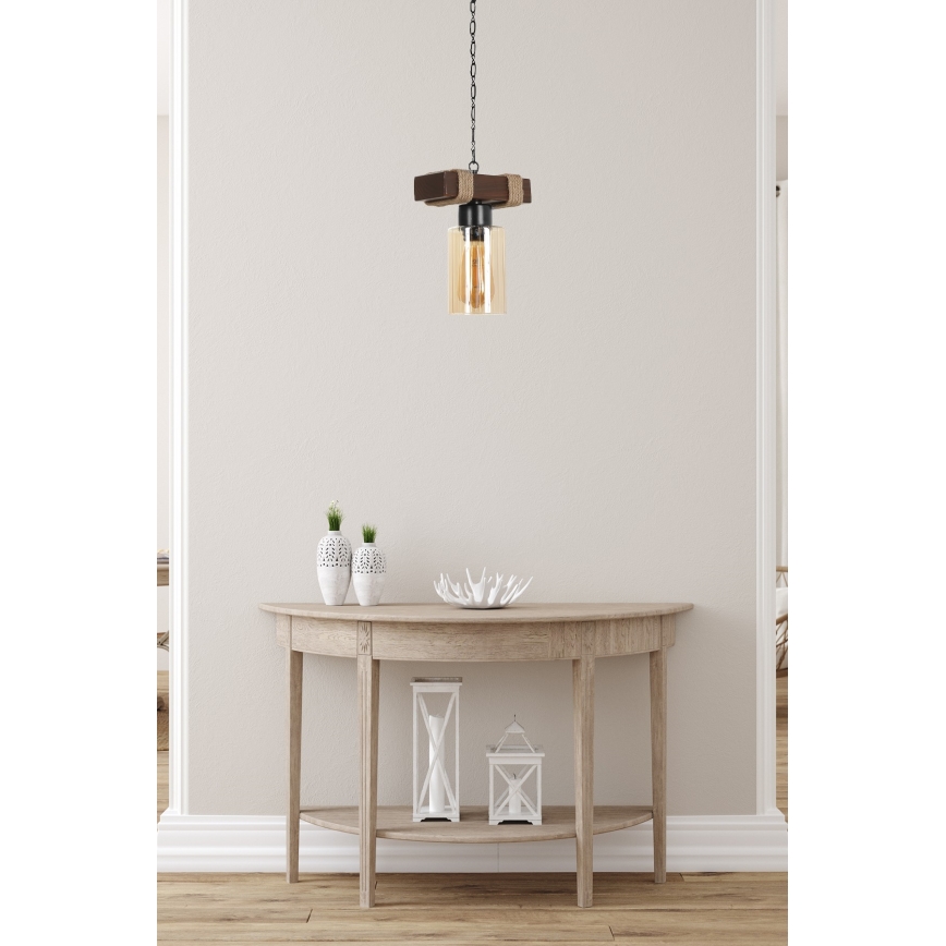 Lámpara colgante JASMIN 1xE27/40W/230V marrón/beige