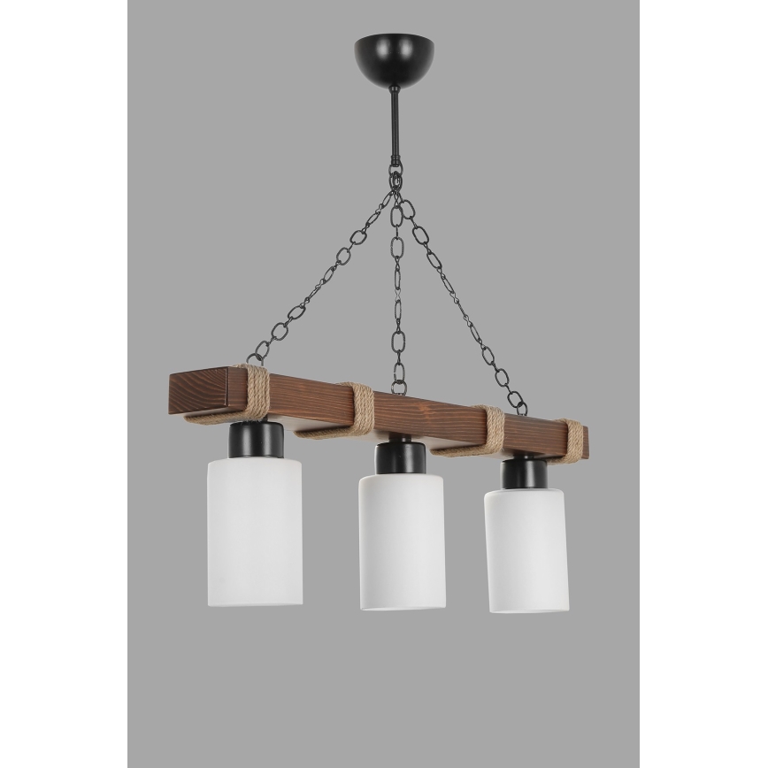 Lámpara colgante JASMIN 3xE27/40W/230V marrón/blanco
