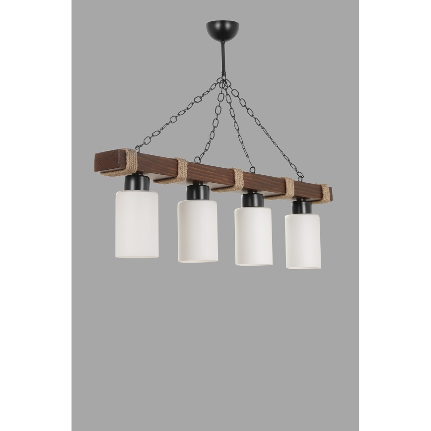 Lámpara colgante JASMIN 4xE27/40W/230V marrón/blanco