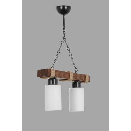 Lámpara colgante JASMIN con cadena 2xE27/40W/230V marrón/blanco