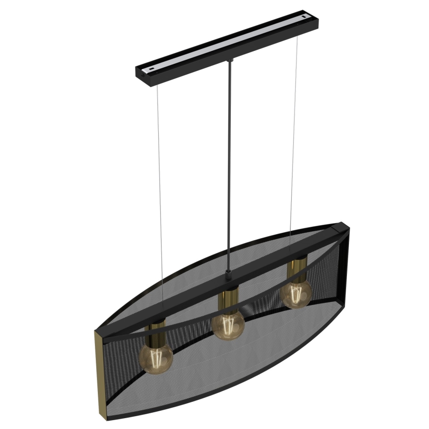 Lámpara colgante KAGA 3xE27/60W/230V negro/dorado