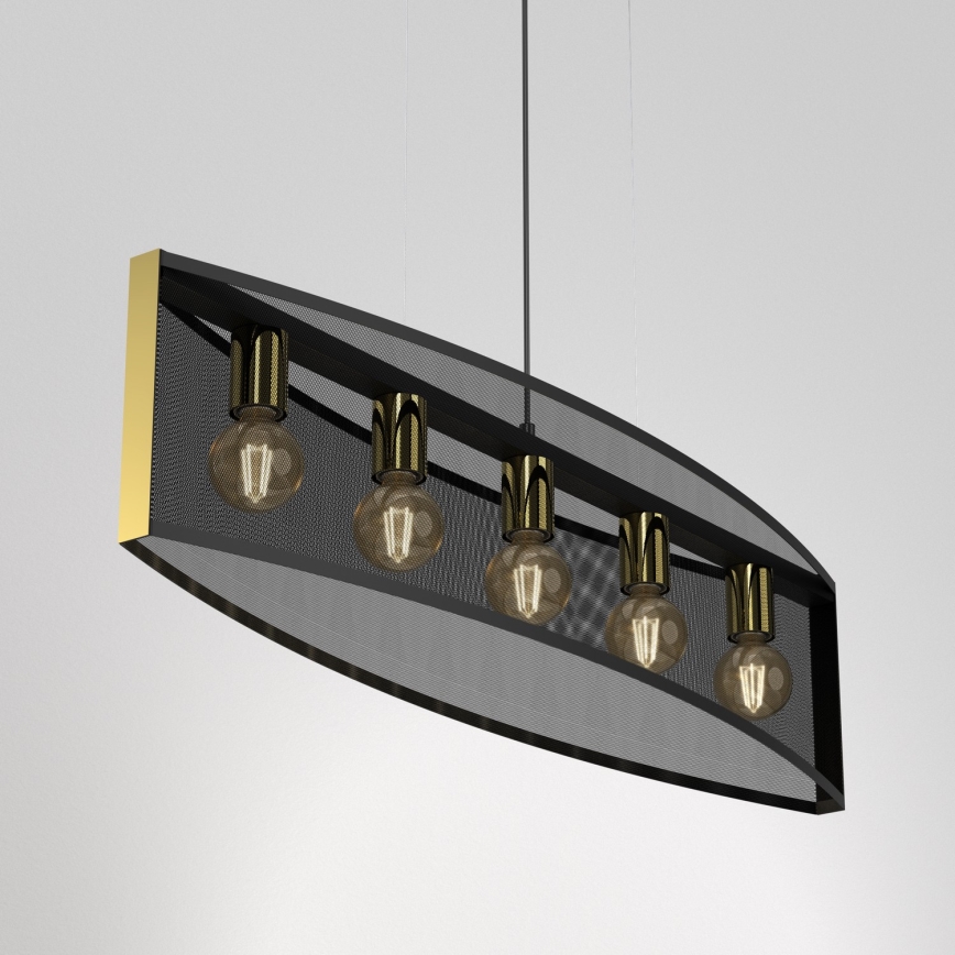 Lámpara colgante KAGA 5xE27/60W/230V negro/dorado