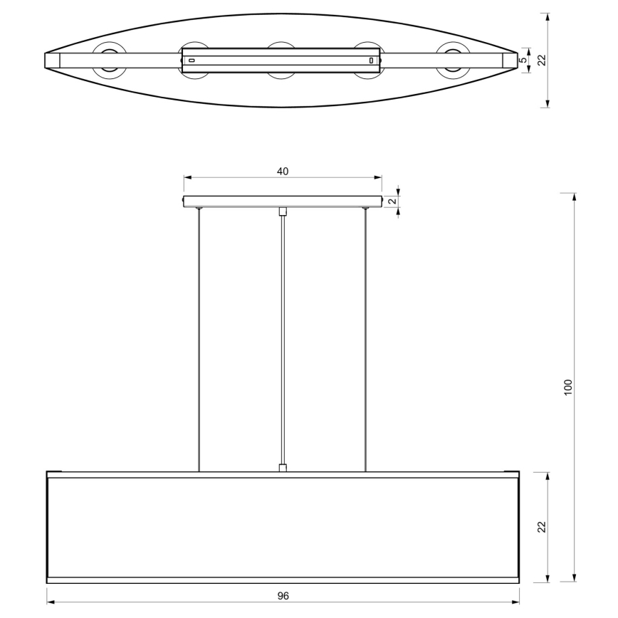 Lámpara colgante KAGA 5xE27/60W/230V negro/dorado