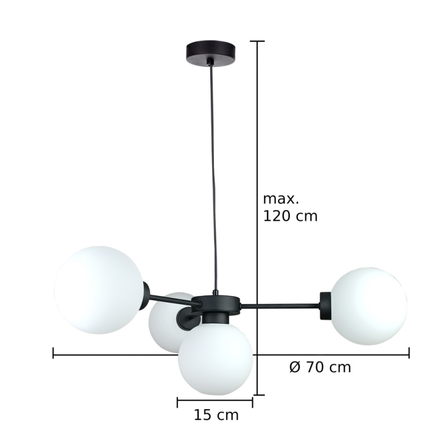 Lámpara colgante KALIOPE 4xE14/50W/230V negro/blanco