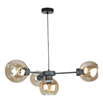 Lámpara colgante KALIOPE 4xE27/60W/230V negro/beige ahumado