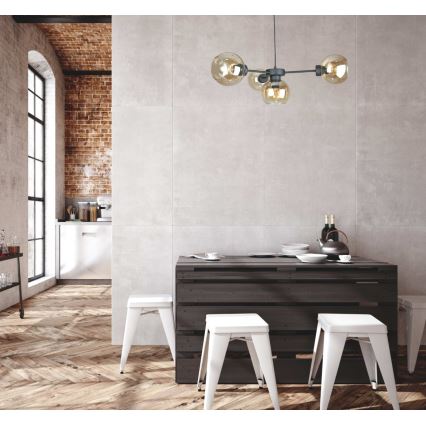 Lámpara colgante KALIOPE 4xE27/60W/230V negro/beige ahumado