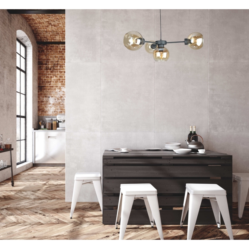 Lámpara colgante KALIOPE 4xE27/60W/230V negro/beige ahumado