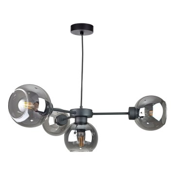 Lámpara colgante KALIOPE 4xE27/60W/230V negro/negro ahumado