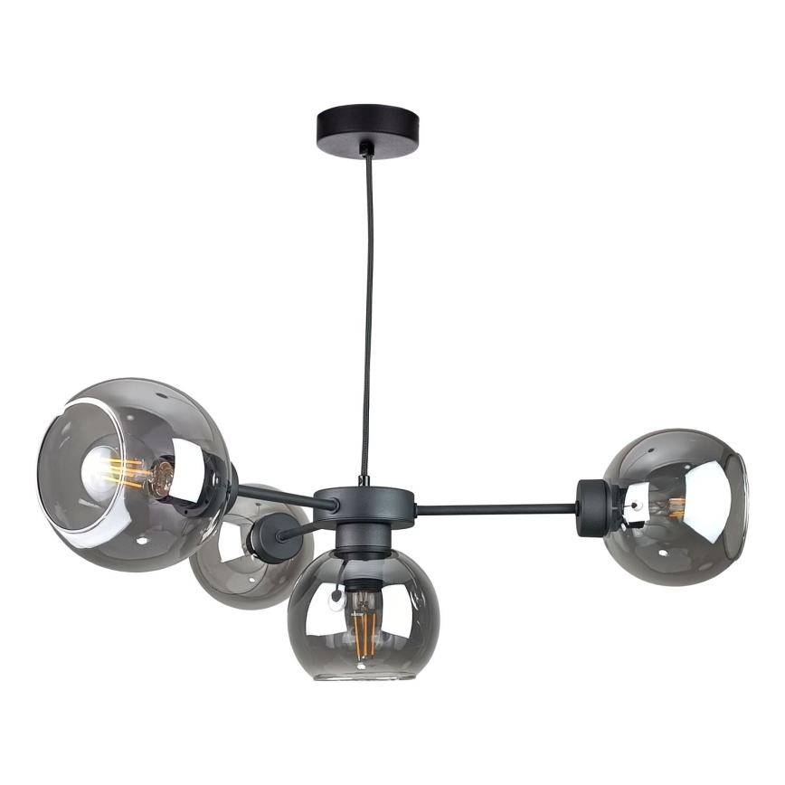 Lámpara colgante KALIOPE 4xE27/60W/230V negro/negro ahumado