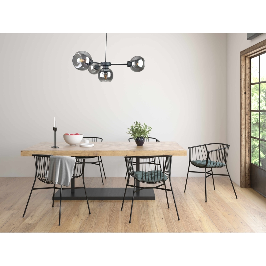 Lámpara colgante KALIOPE 4xE27/60W/230V negro/negro ahumado