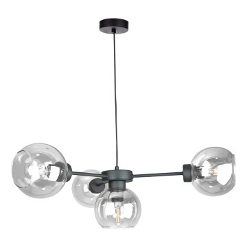 Lámpara colgante KALIOPE 4xE27/60W/230V negro/transparente