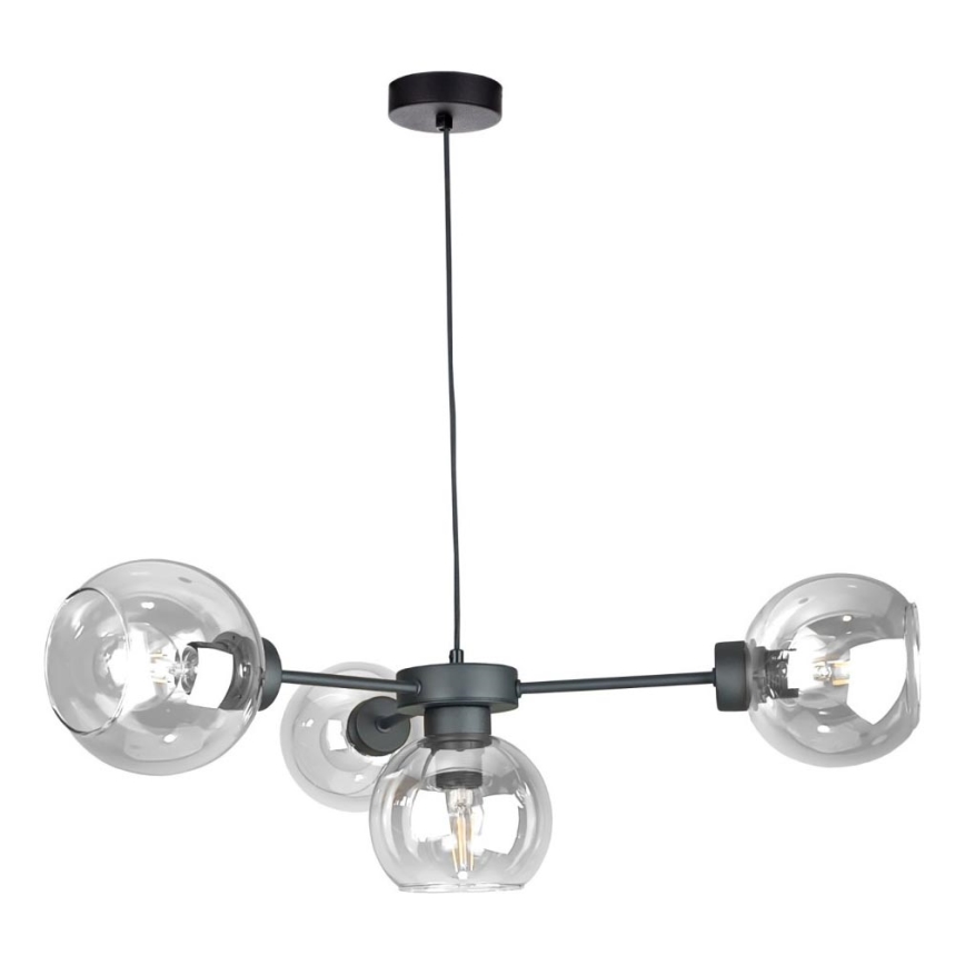Lámpara colgante KALIOPE 4xE27/60W/230V negro/transparente