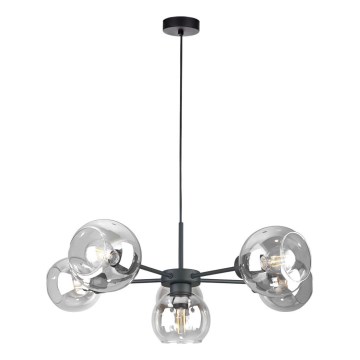 Lámpara colgante KALIOPE 6xE27/60W/230V negro/transparente