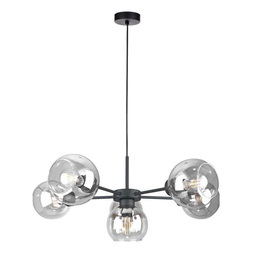 Lámpara colgante KALIOPE 6xE27/60W/230V negro/transparente