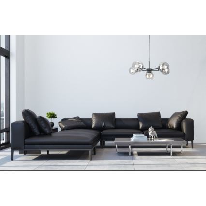 Lámpara colgante KALIOPE 6xE27/60W/230V negro/transparente