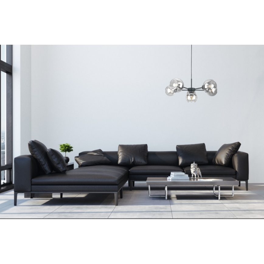 Lámpara colgante KALIOPE 6xE27/60W/230V negro/transparente