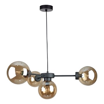 Lámpara colgante KALIOPE II 4xE14/50W/230V negro/beige ahumado