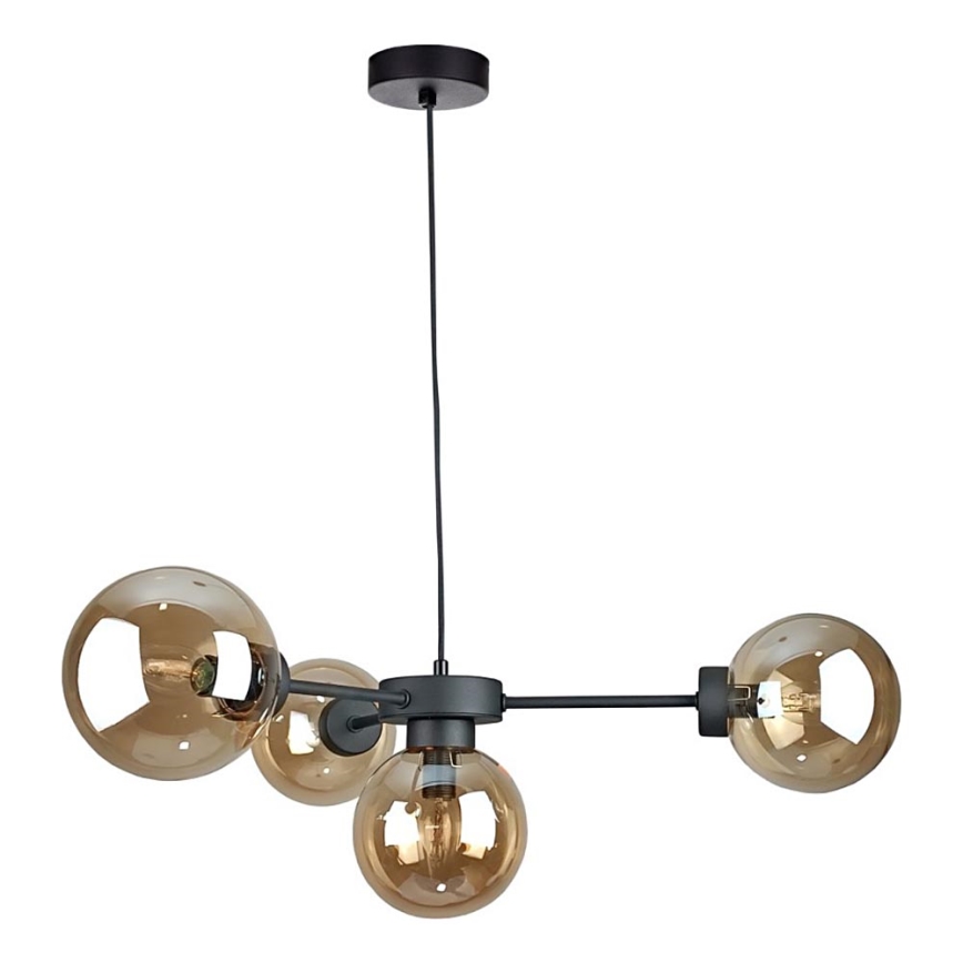 Lámpara colgante KALIOPE II 4xE14/50W/230V negro/beige ahumado