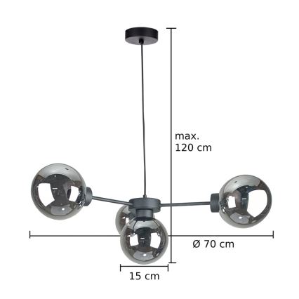 Lámpara colgante KALIOPE II 4xE14/50W/230V negro/negro ahumado