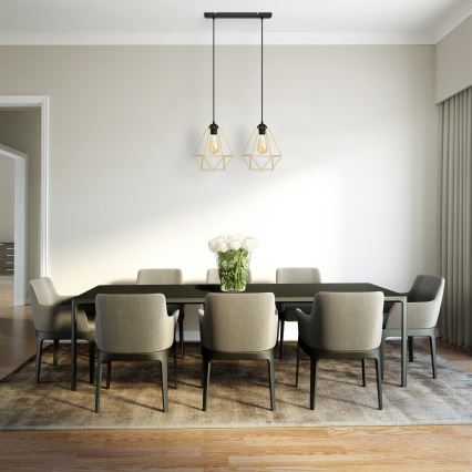 Lámpara colgante KARO 2xE27/15W/230V dorado/negro