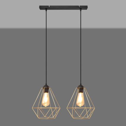 Lámpara colgante KARO 2xE27/15W/230V dorado/negro