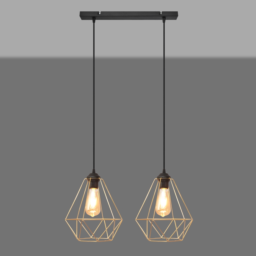Lámpara colgante KARO 2xE27/15W/230V dorado/negro