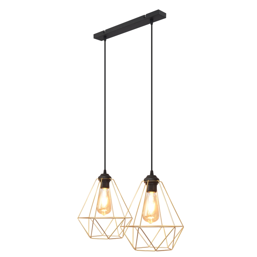 Lámpara colgante KARO 2xE27/15W/230V dorado/negro