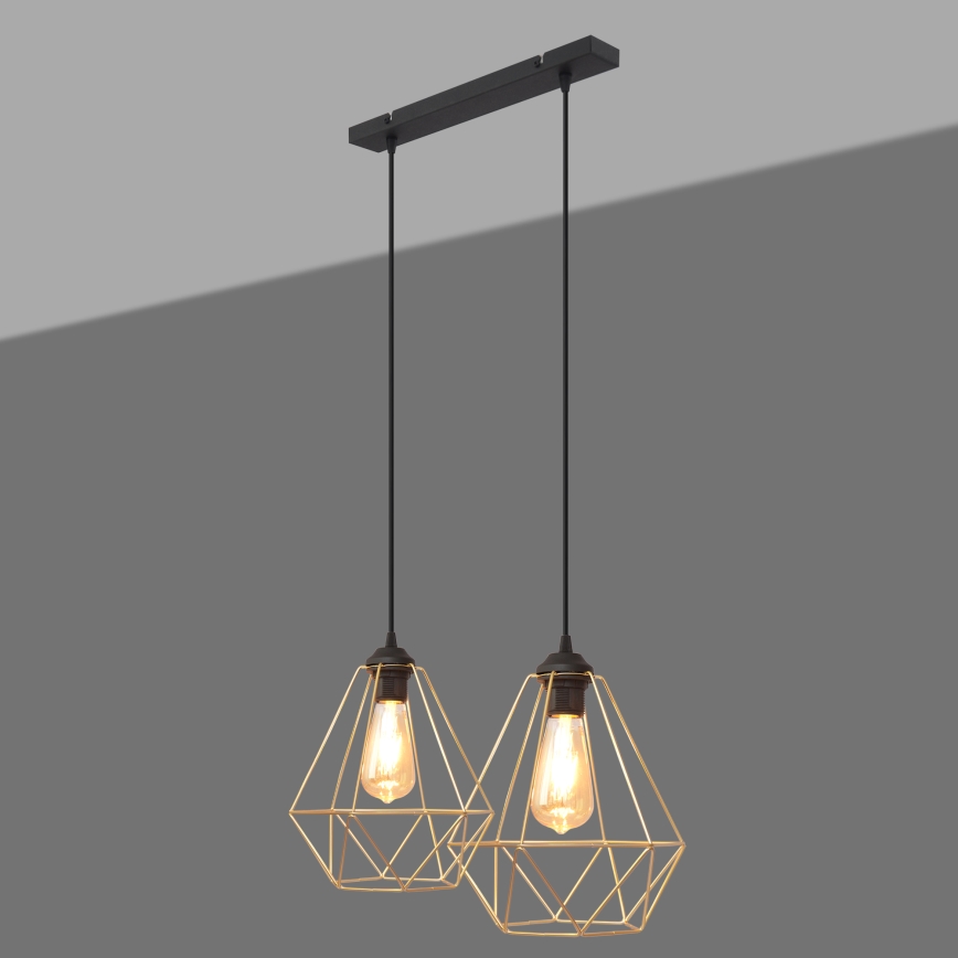 Lámpara colgante KARO 2xE27/15W/230V dorado/negro