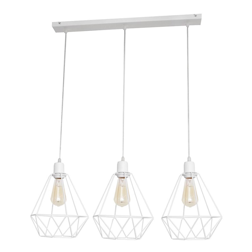 Lámpara colgante KARO 3xE27/15W/230V blanca