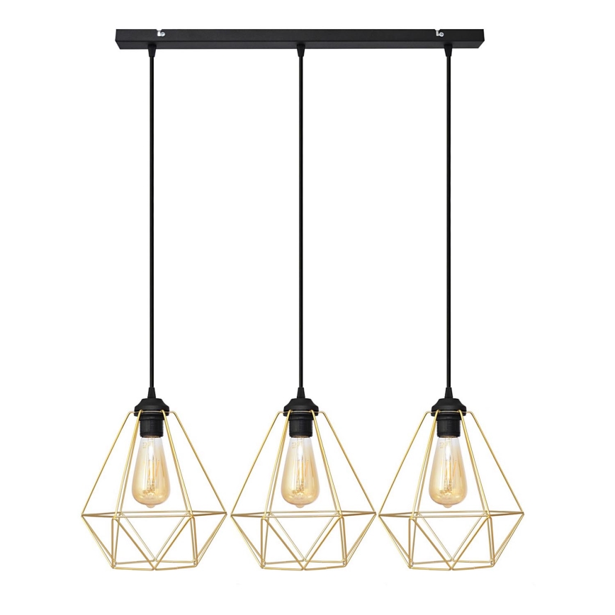 Lámpara colgante KARO 3xE27/15W/230V dorado/negro