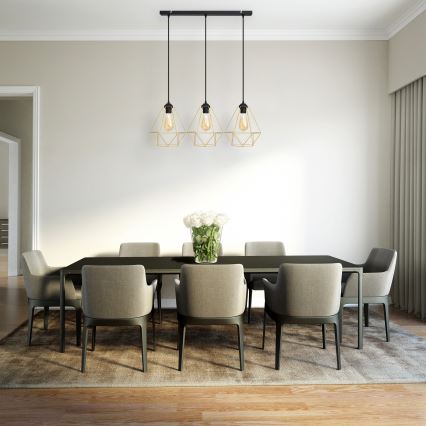 Lámpara colgante KARO 3xE27/15W/230V dorado/negro