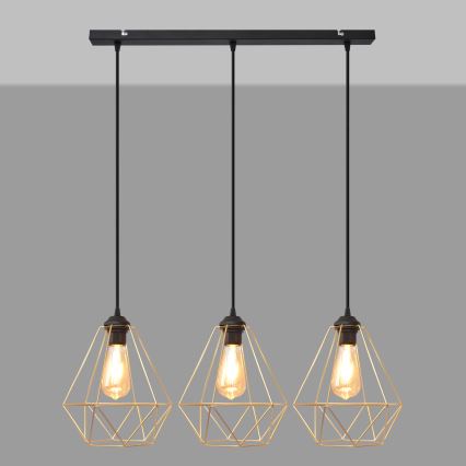 Lámpara colgante KARO 3xE27/15W/230V dorado/negro