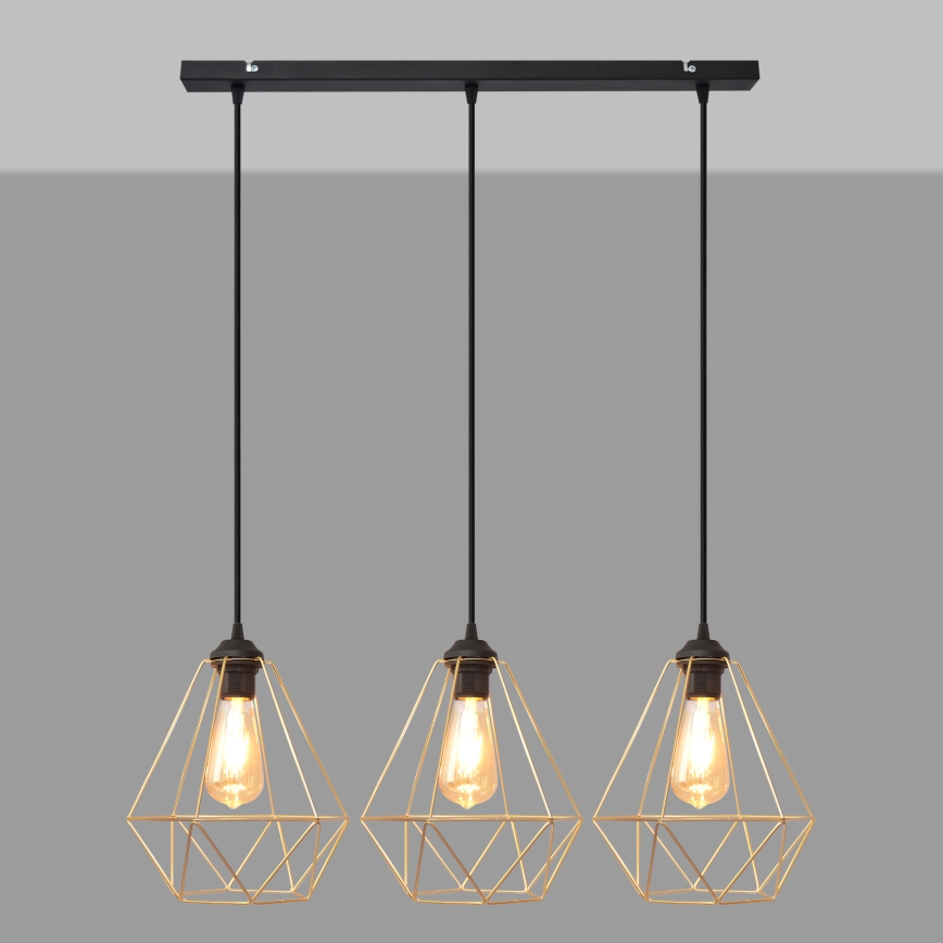Lámpara colgante KARO 3xE27/15W/230V dorado/negro