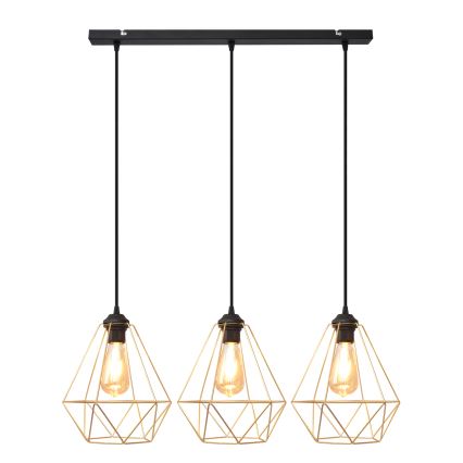 Lámpara colgante KARO 3xE27/15W/230V dorado/negro