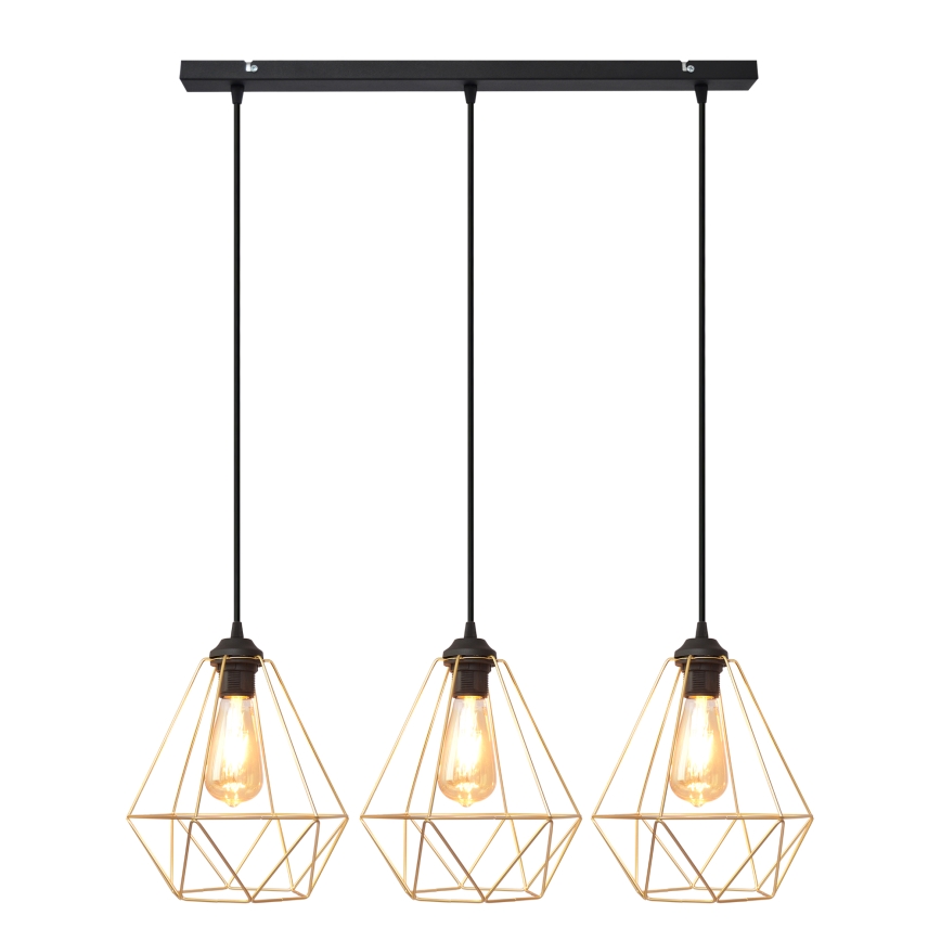 Lámpara colgante KARO 3xE27/15W/230V dorado/negro