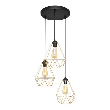 Lámpara colgante KARO 3xE27/15W/230V dorado/negro
