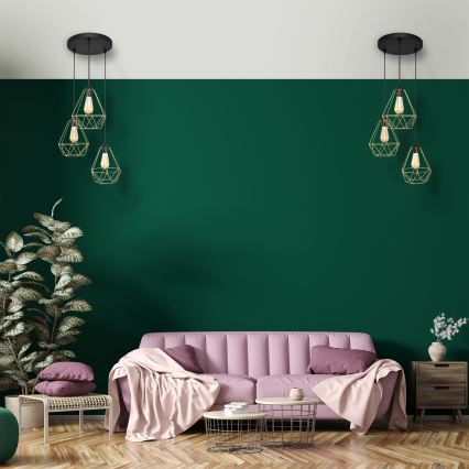 Lámpara colgante KARO 3xE27/15W/230V dorado/negro