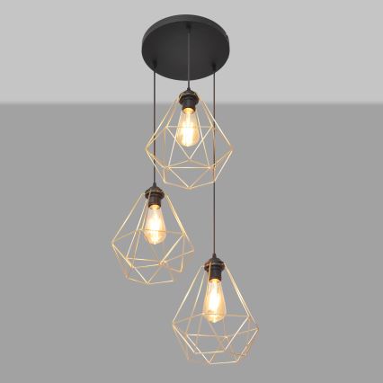 Lámpara colgante KARO 3xE27/15W/230V dorado/negro