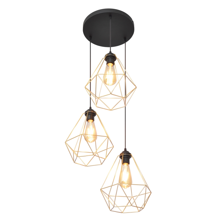 Lámpara colgante KARO 3xE27/15W/230V dorado/negro