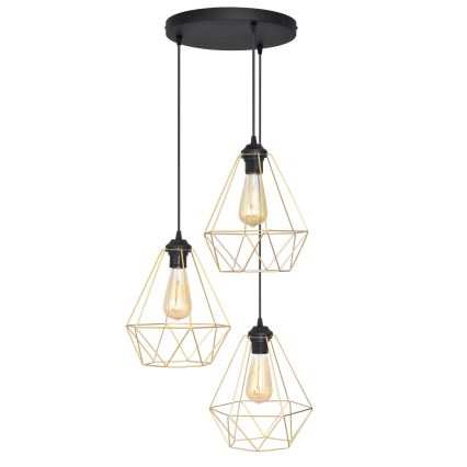Lámpara colgante KARO 3xE27/15W/230V dorado/negro
