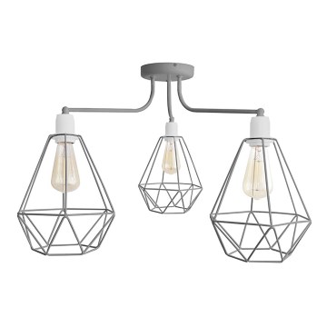 Lámpara colgante KARO 3xE27/15W/230V gris