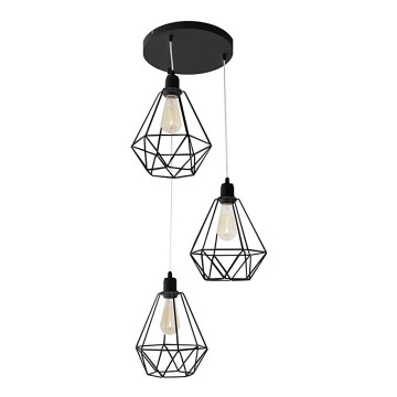 Lámpara colgante KARO 3xE27/15W/230V negro