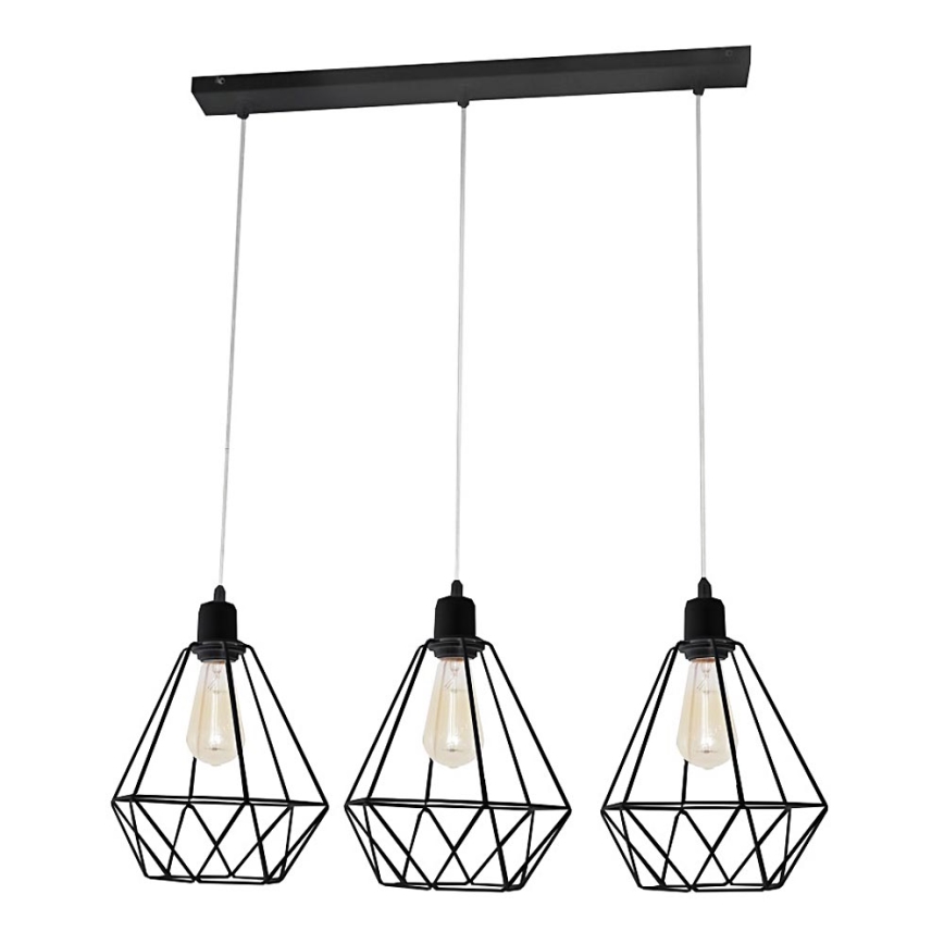 Lámpara colgante KARO 3xE27/15W/230V negro