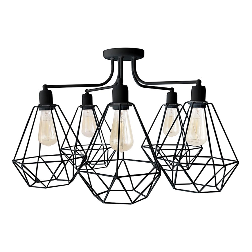 Lámpara colgante KARO 5xE27/15W/230V negro