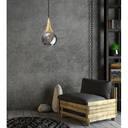 Lámpara colgante LACRIMA SMOKY 1xE27/60W/230V